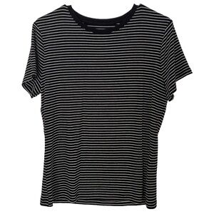 Nine West Crewneck Ribbed T-Shirt Soft Spun Striped Large